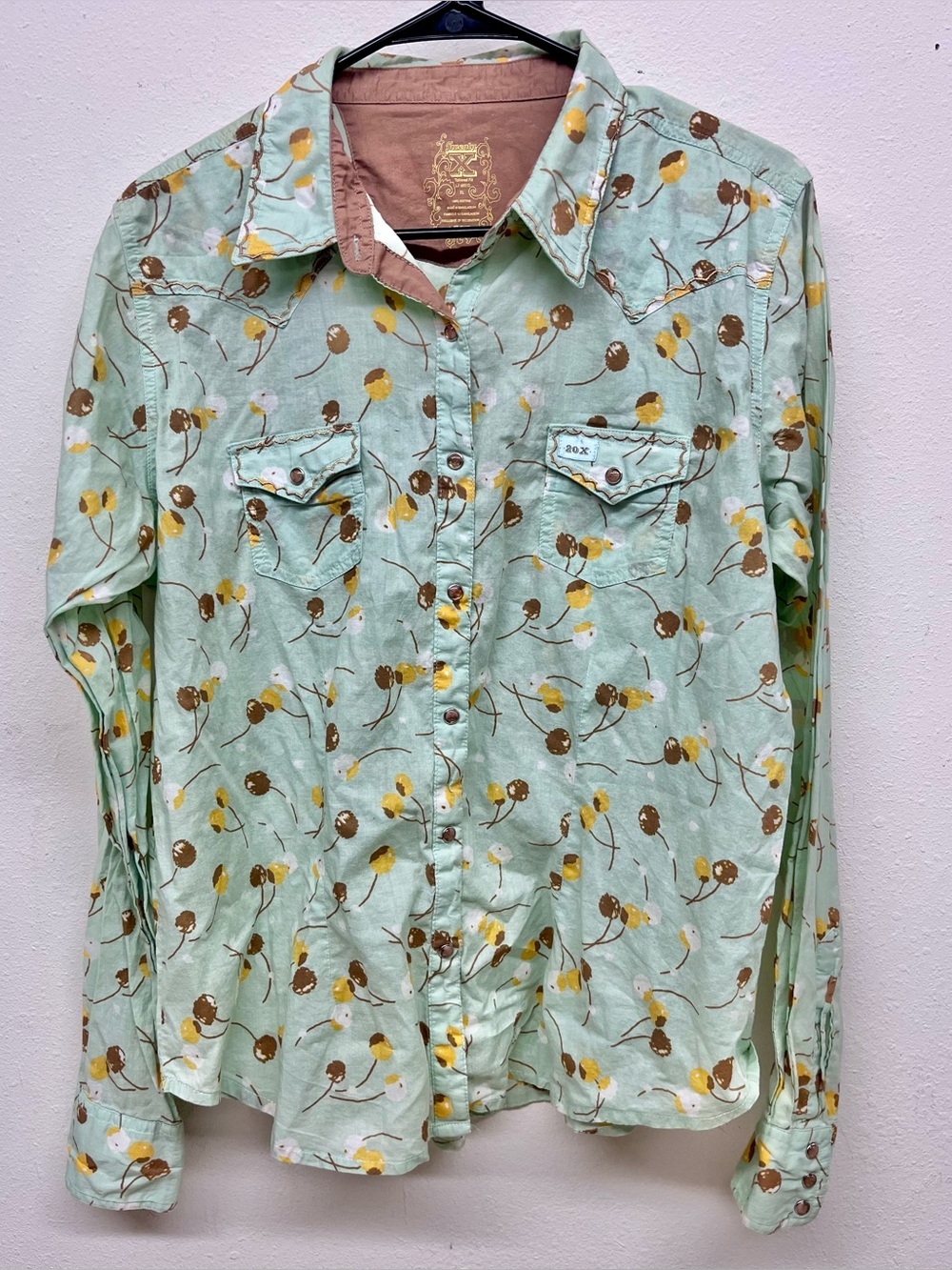 Twenty X Women's snap button western shirt Printed Cherries Pearl Snap Size XL